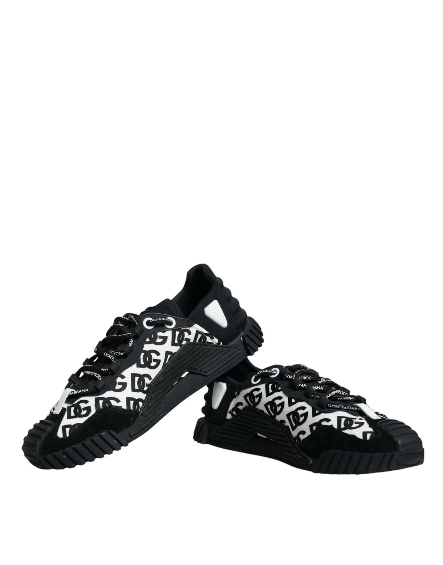 Dolce &amp; Gabbana Black Logo Lace Up Low Top NS1 Sneakers Shoes