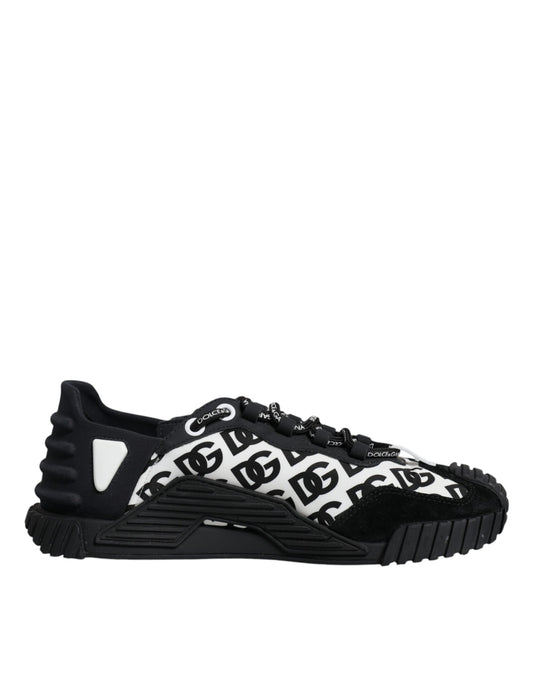 Dolce &amp; Gabbana Black Logo Lace Up Low Top NS1 Sneakers Shoes