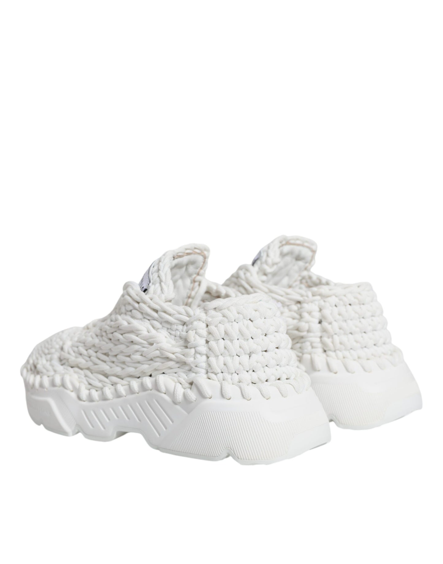 Dolce &amp; Gabbana White Knitted Daymaster Sneakers Shoes