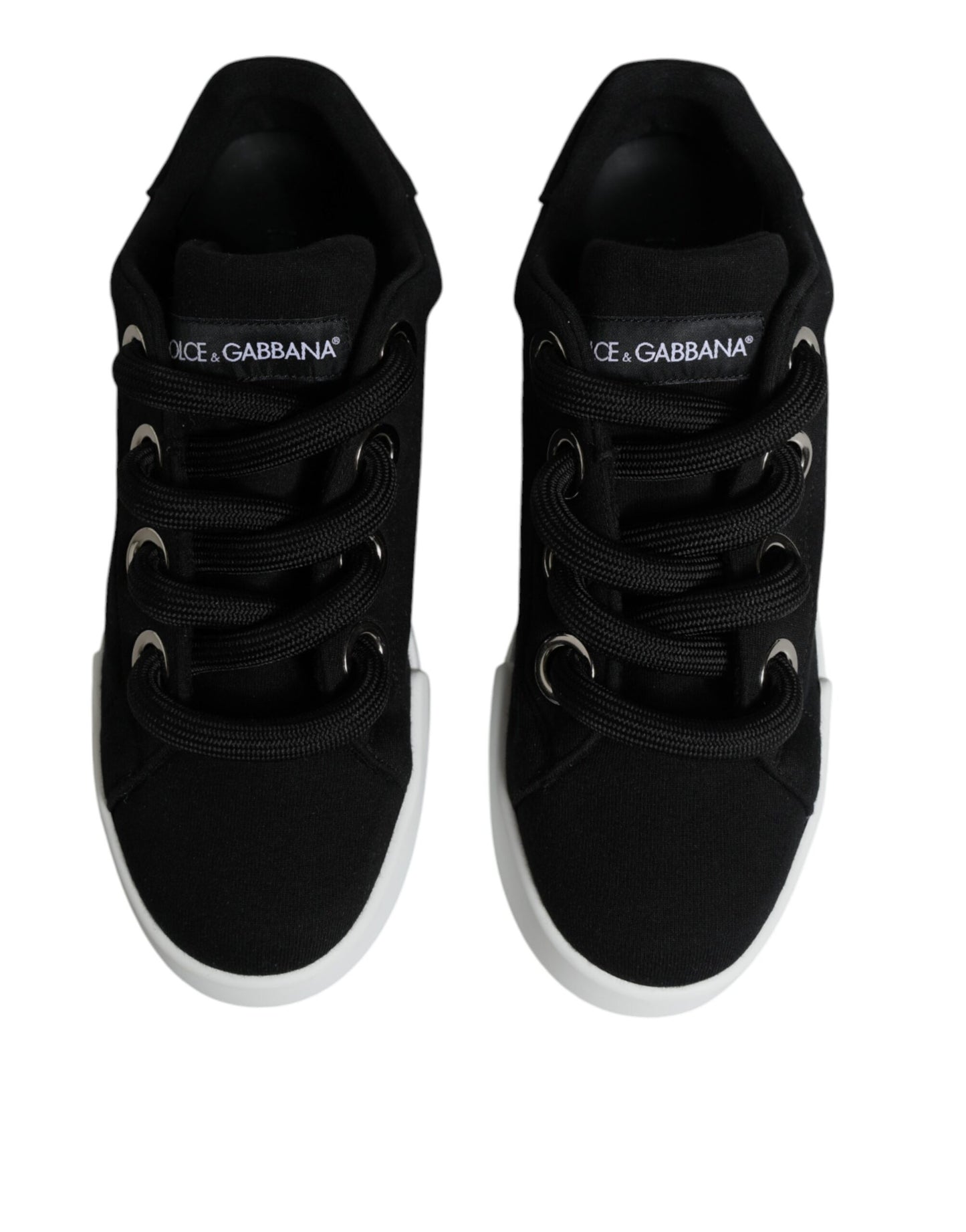 Dolce & Gabbana Schwarz Weiß Portofino Low Top Sneakers Schuhe