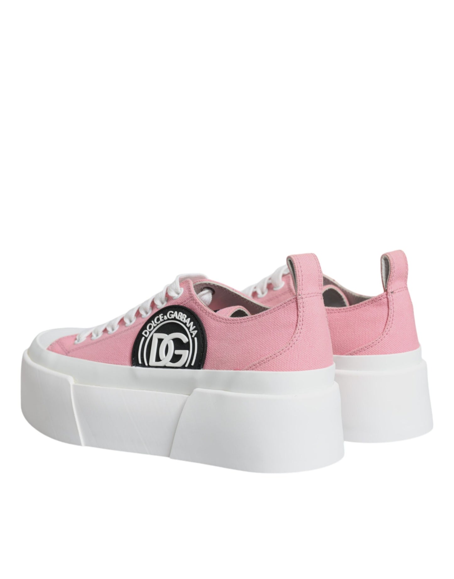 Dolce & Gabbana Rosa Weiß Canvas Logo Low Top Turnschuhe Schuhe