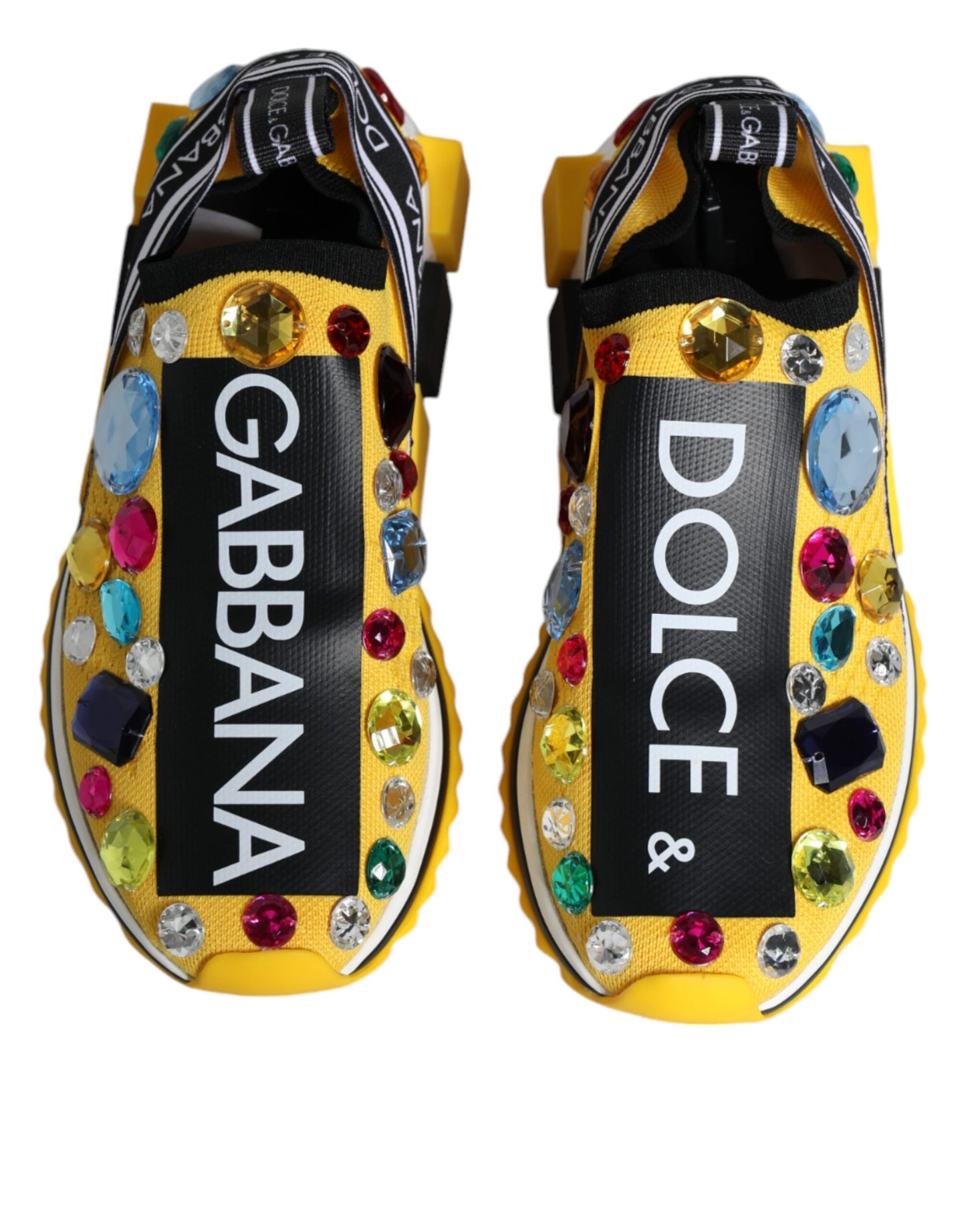 Dolce & Gabbana Gelb Sorrento Kristalle Low Top Turnschuhe Schuhe