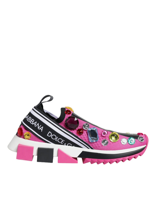 Dolce & Gabbana Rosa Sorrento Kristalle Low Top Turnschuhe Schuhe