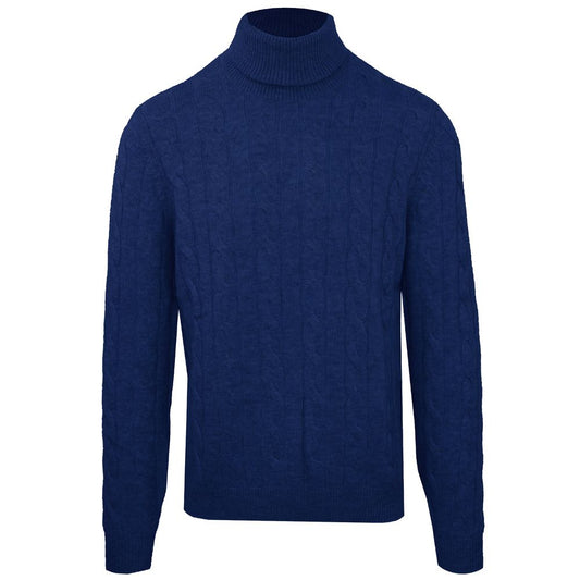 Malo turtleneck sweater for men in blue wool