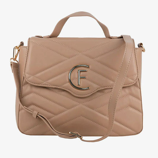 CRISTINAEFFE Beige Faux Leather Women Crossbody Bag