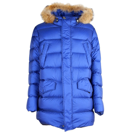 Add Blaue Nylon-Daunenjacke für Männer