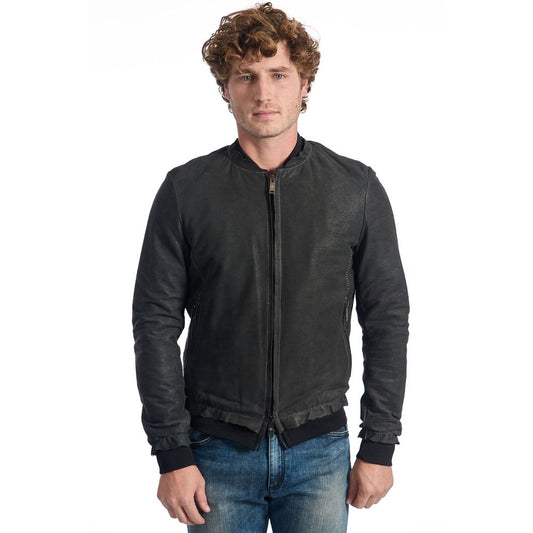 Roberto Pepe Luxury "Gray Lambskin Men's Jacket"