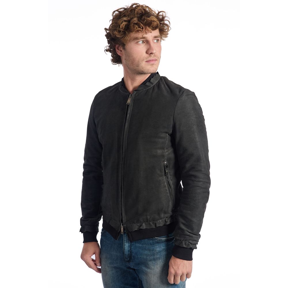 Roberto Pepe Luxury "Gray Lambskin Men's Jacket"