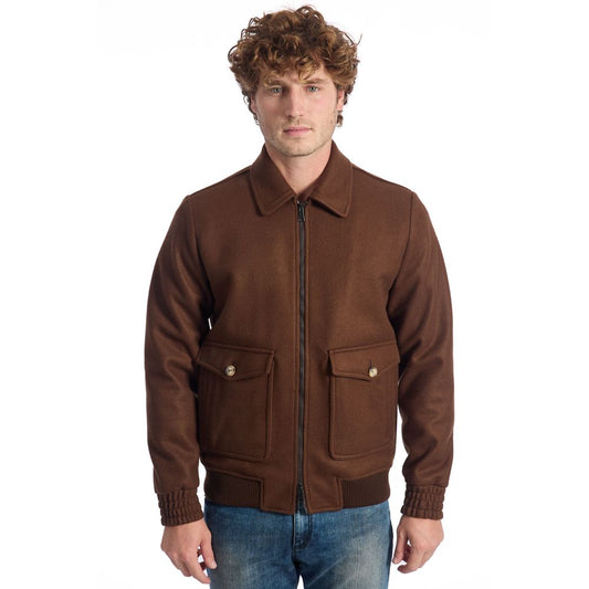 Roberto Pepe Luxury Brown Polyester Men's Jacket