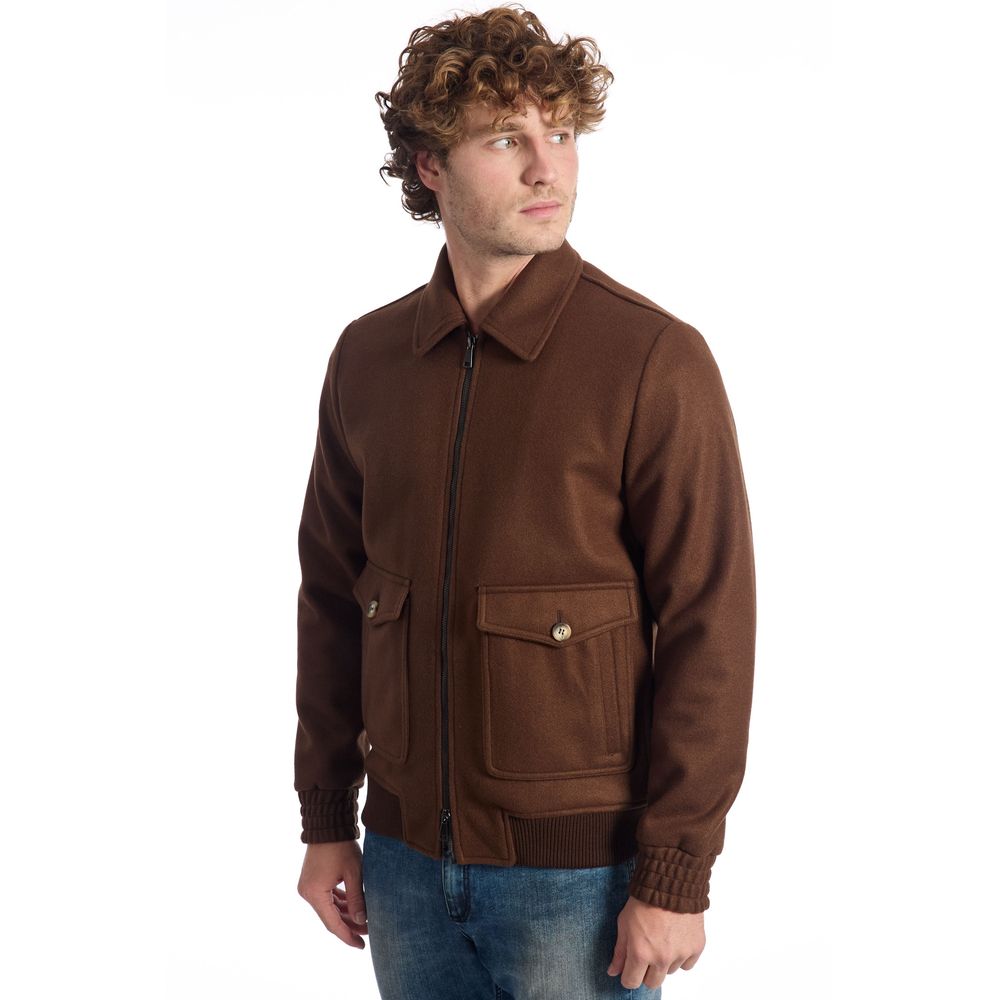 Roberto Pepe Luxury Brown Polyester Men's Jacket