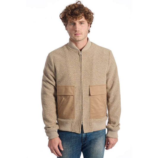 Roberto Pepe Luxury Beige Wolle Männer Jacke