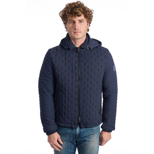 Roberto Pepe Luxury Blaue Polyamid-Steppjacke für Männer