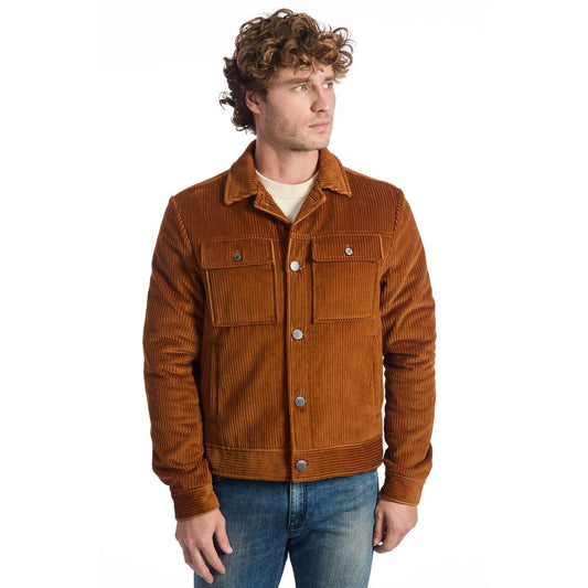 Roberto Pepe Luxury Brown Cotton Men Jacket