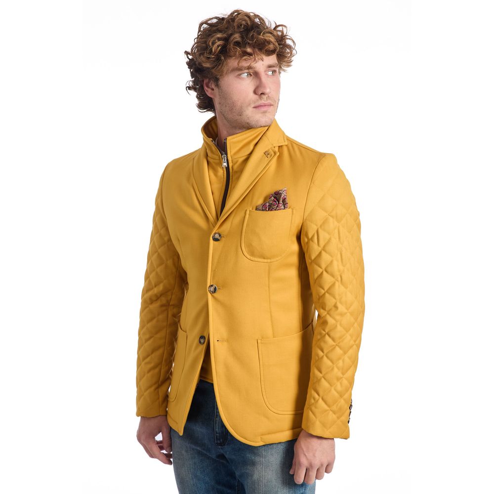 Roberto Pepe Luxury Yellow Viscose Men's Jacket