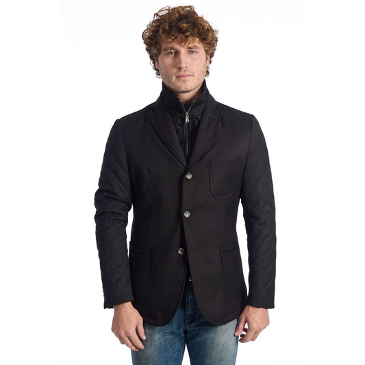 Roberto Pepe Luxury Schwarz Wolle Männer Jacke