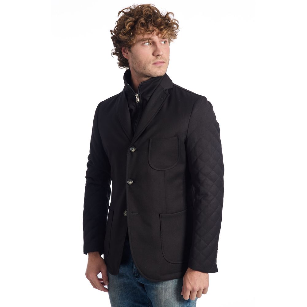 Roberto Pepe Luxury Black Viscose Men's Jacket