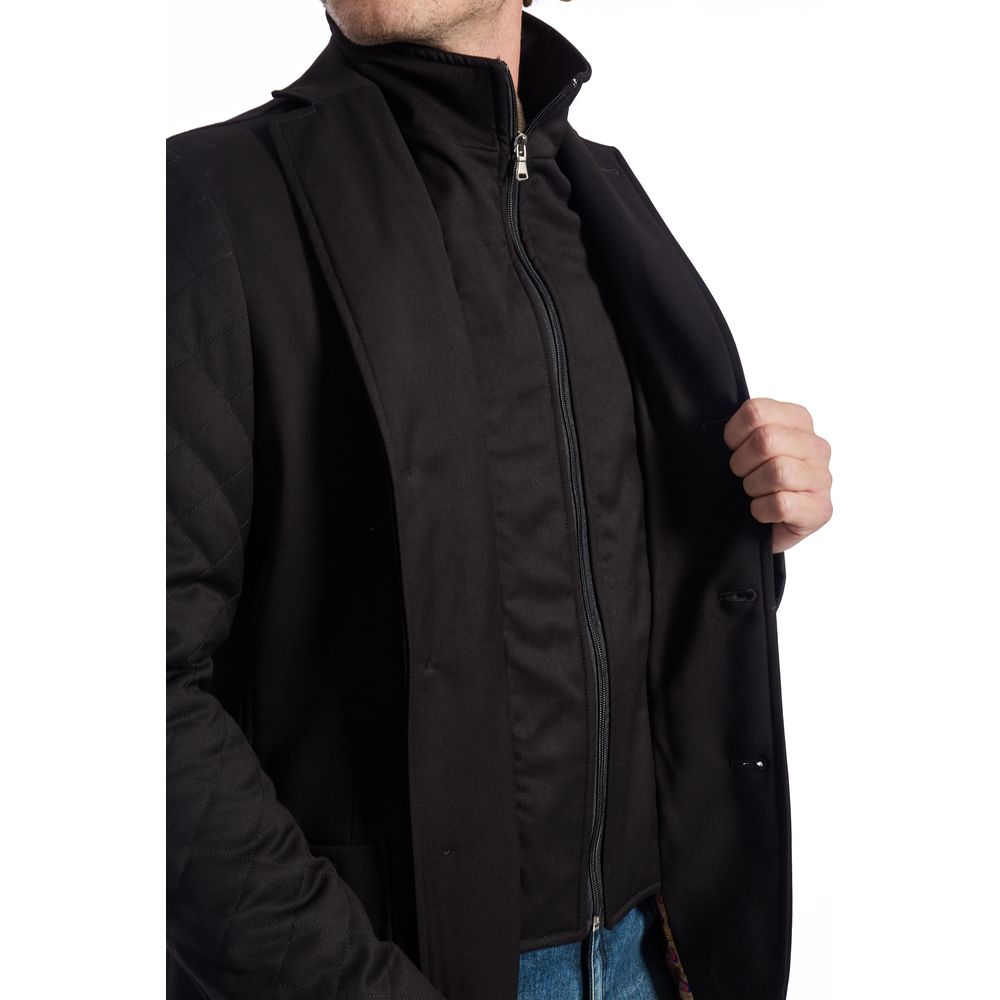 Roberto Pepe Luxury Black Viscose Men's Jacket