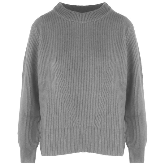 Malo Grey Cashmere Sweater for Women with Rib Embroidery