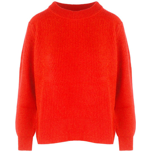 Malo Orangefarbener Kaschmirpullover für Frauen mit gerippter Stickerei