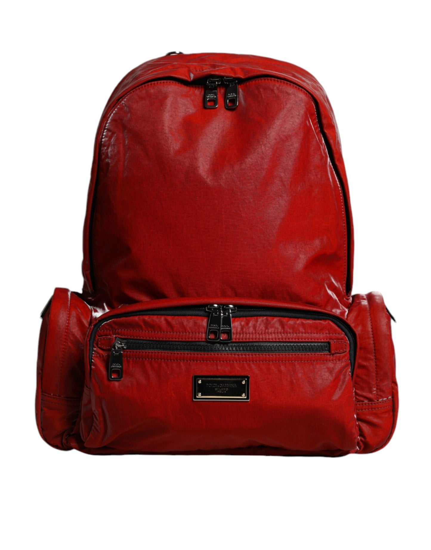 Dolce & Gabbana Rote Lackleder-Logo-Plakette Rucksack Tasche