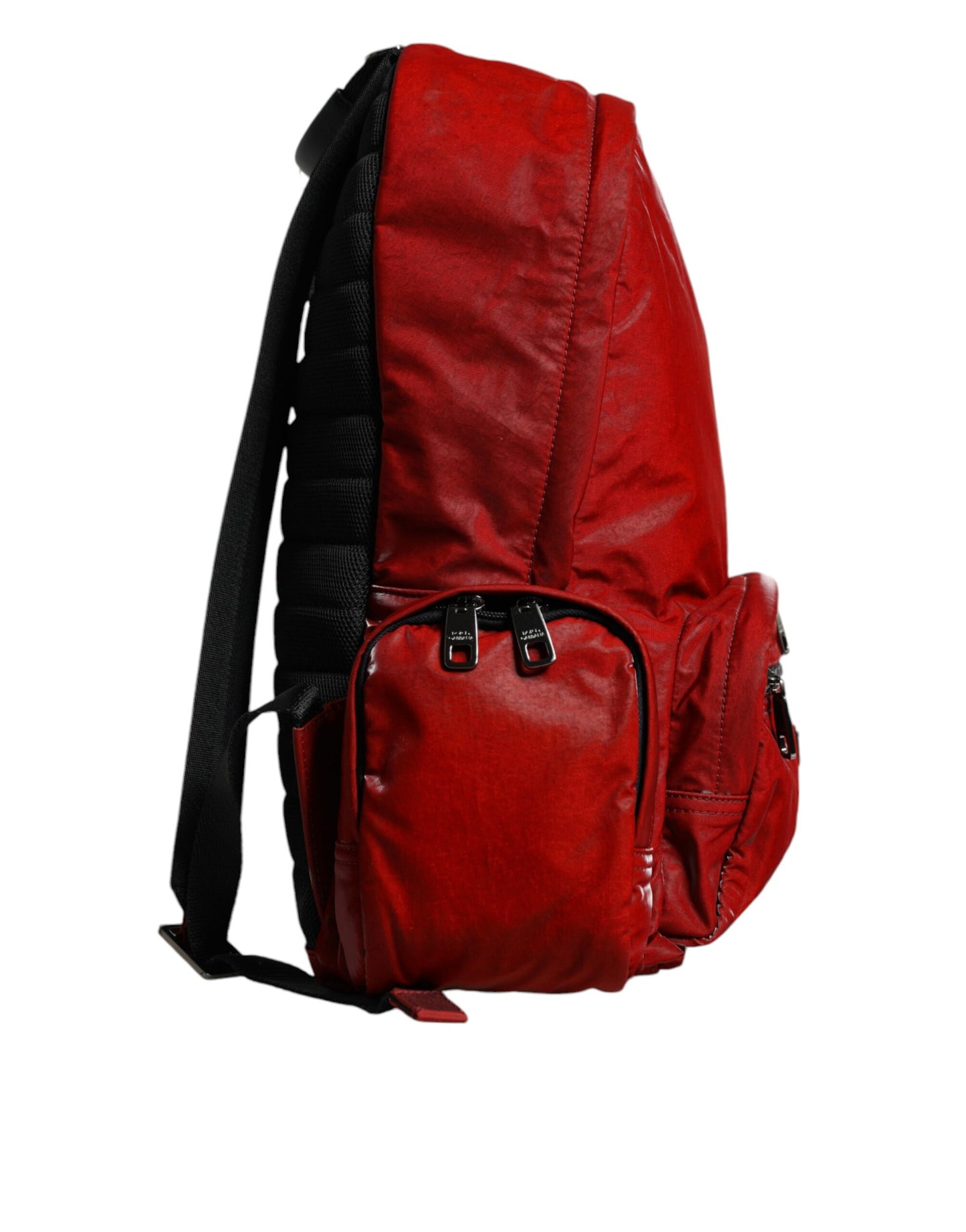 Dolce & Gabbana Rote Lackleder-Logo-Plakette Rucksack Tasche