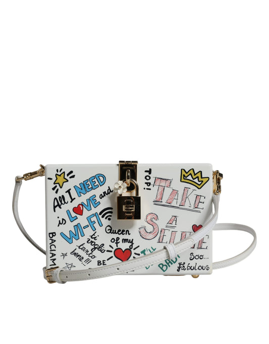 Dolce &amp; Gabbana White Graffiti Print Clutch Crossbody -laukku