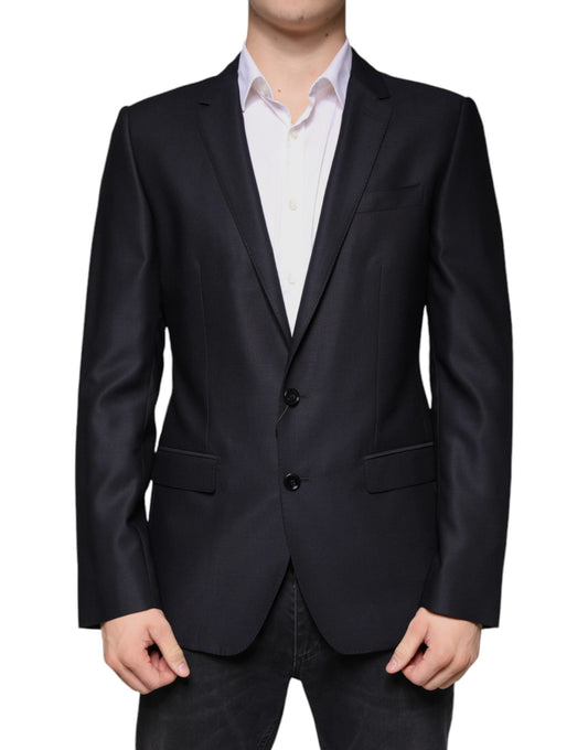 Dolce &amp; Gabbana Dark Blue Single Breasted Wool Coat Blazer