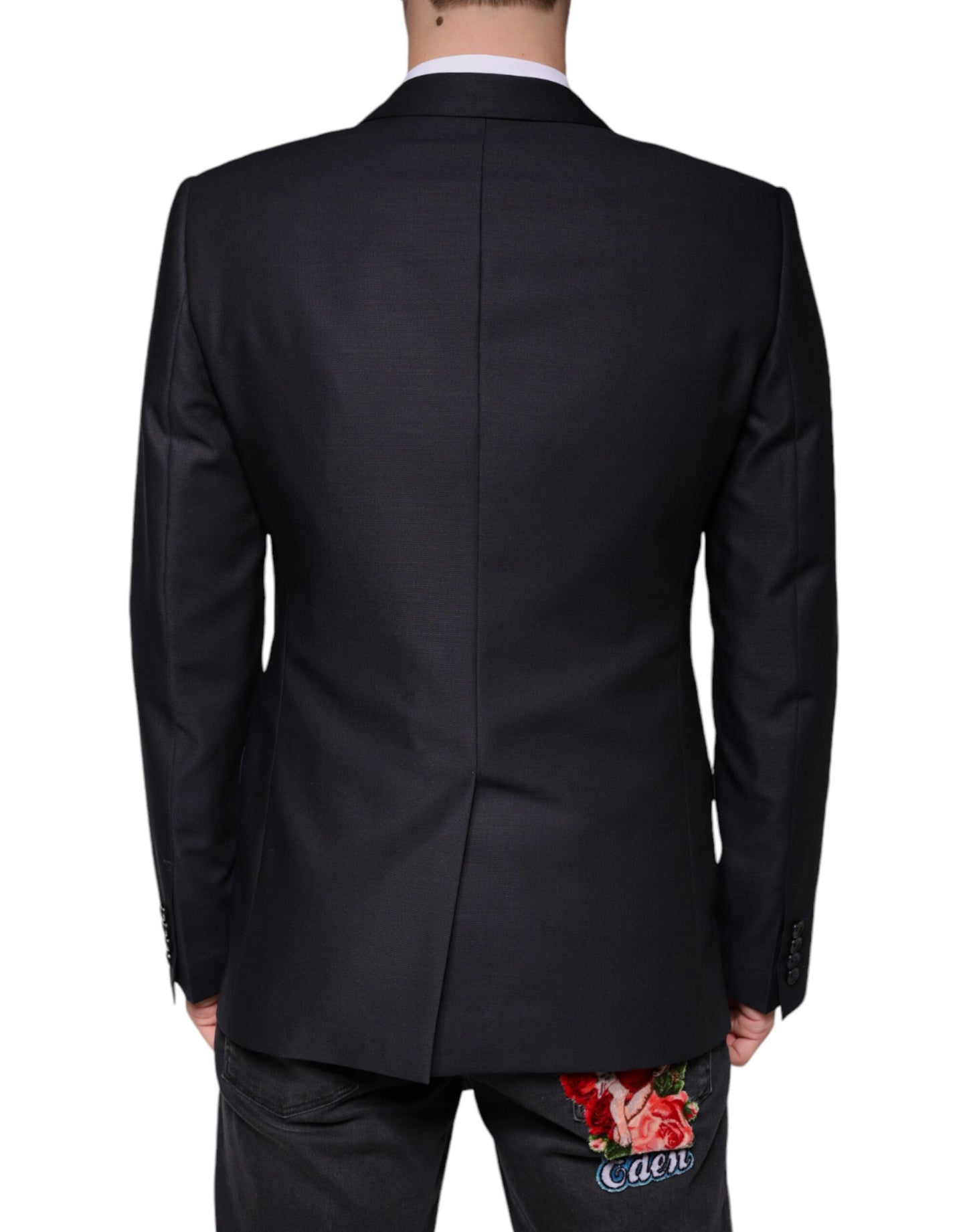 Dolce & Gabbana Dunkelblauer einreihiger Wollmantel Blazer