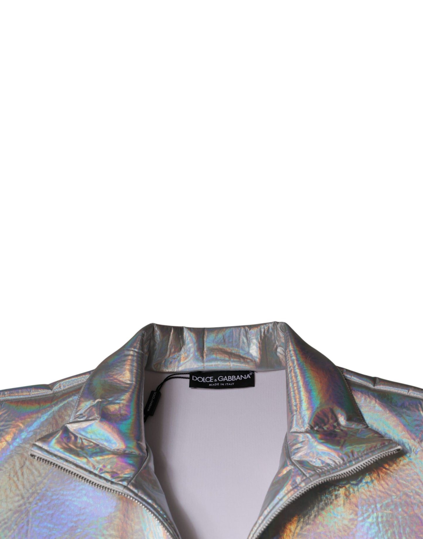 Dolce &amp; Gabbana Silver Iridescent Full Zip Miesten Bomber-takki