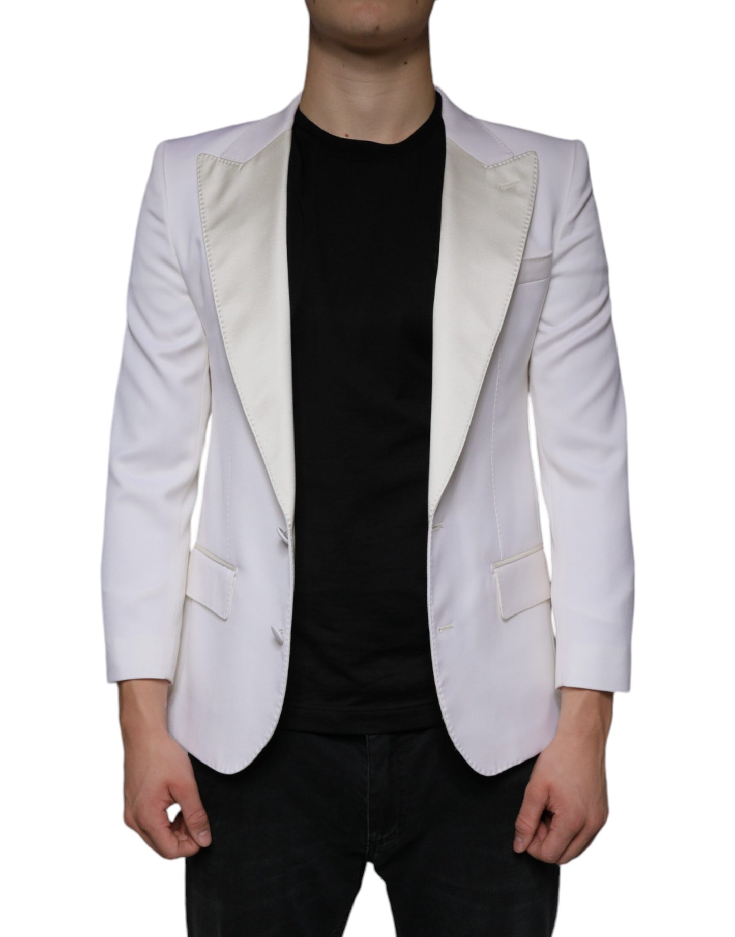 Dolce & Gabbana Off White Wool Single Breasted Dress Blazer