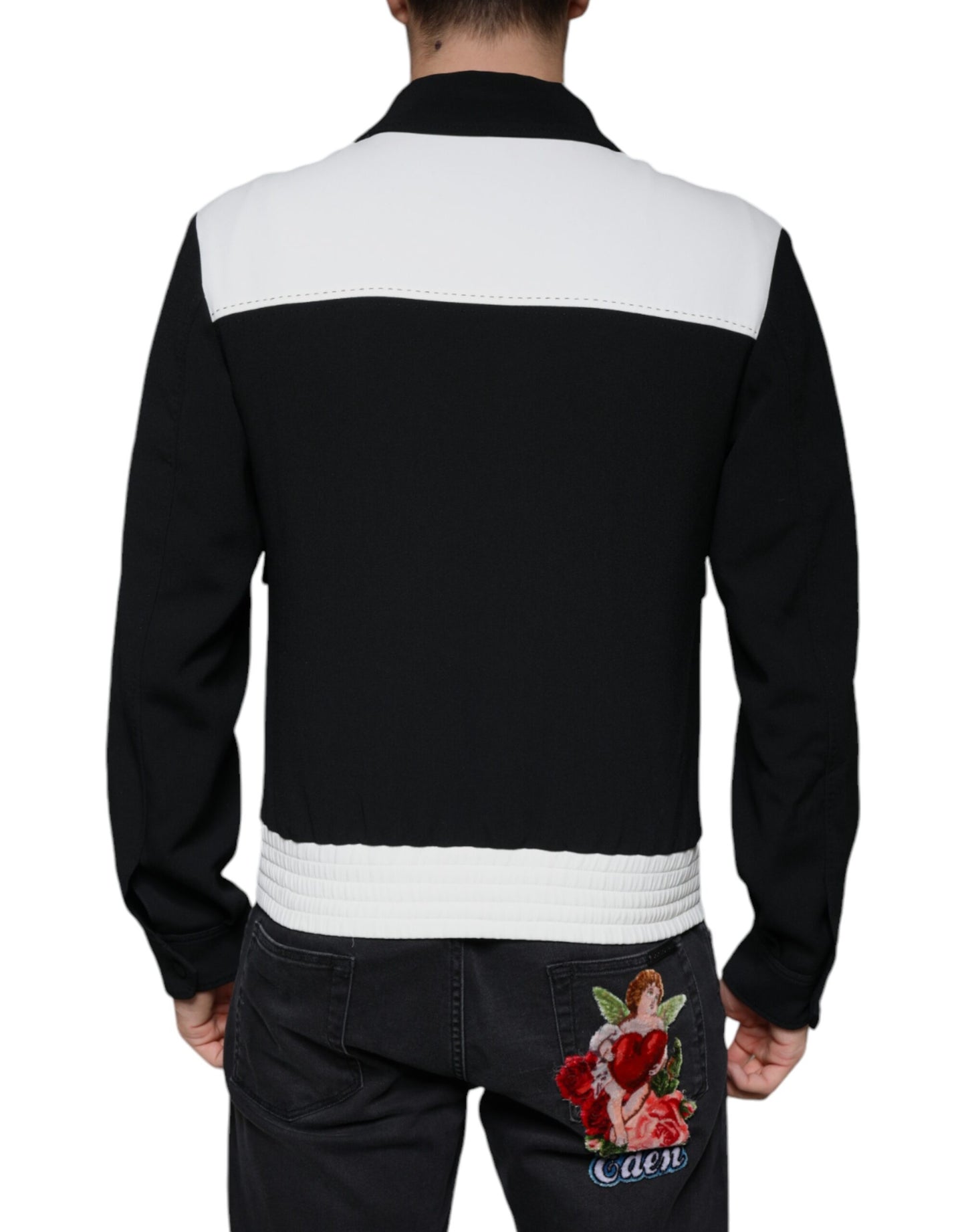 Dolce &amp; Gabbana Black White DG Crown Full Zip Blouson -takki