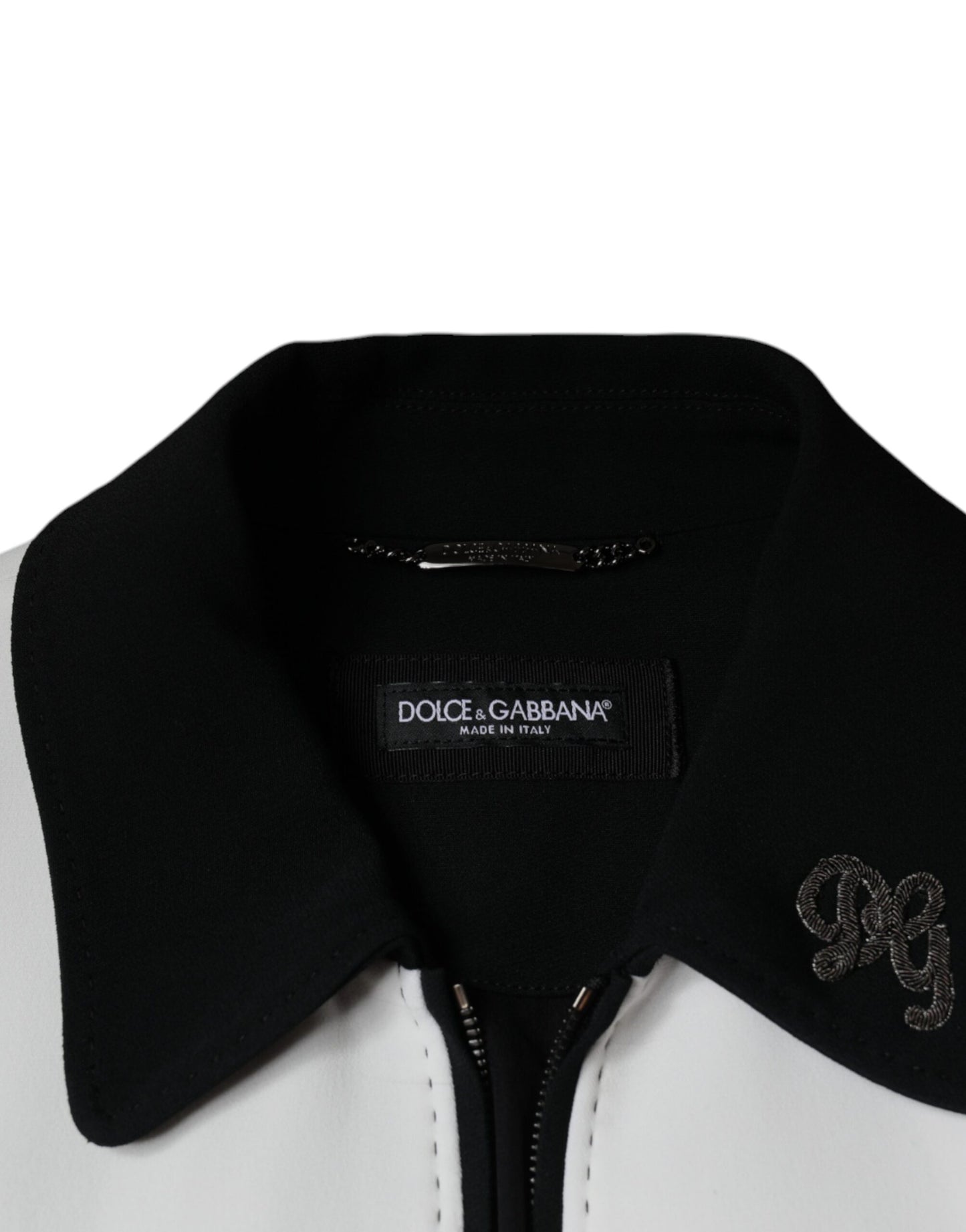 Dolce &amp; Gabbana Black White DG Crown Full Zip Blouson -takki