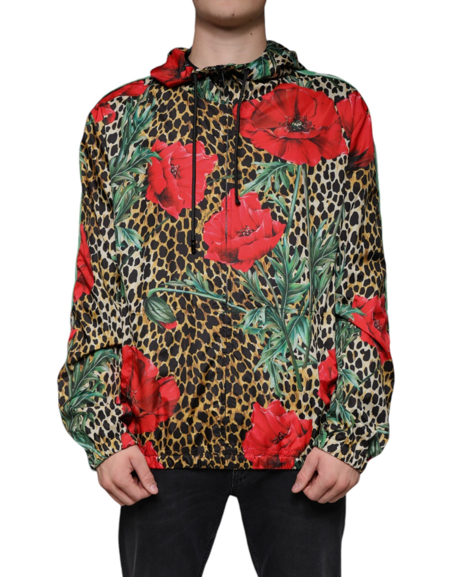 Dolce & Gabbana Multicolor Leopard Floral Hooded Jacket