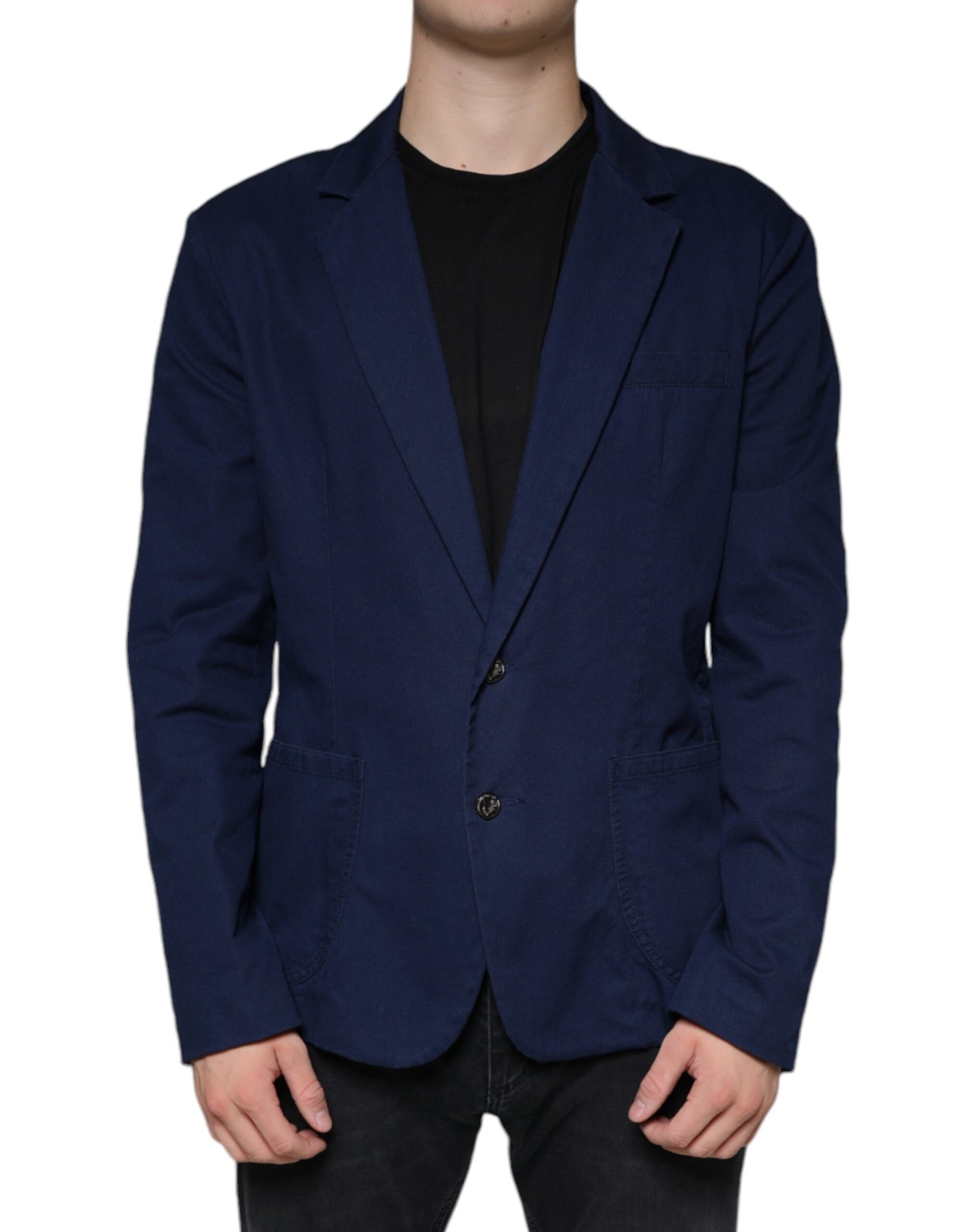 Dolce & Gabbana Blauer einreihiger Kleidermantel mit Kerbe Blazer