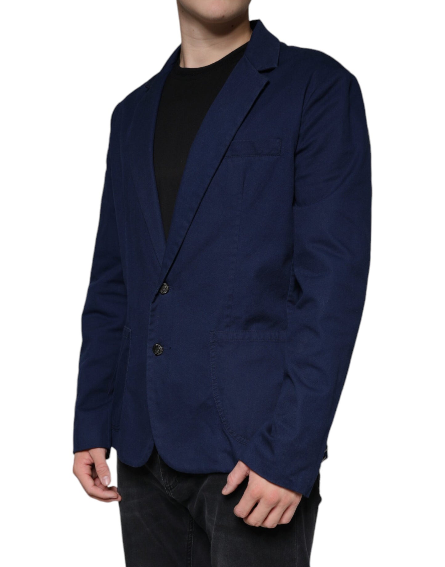 Dolce & Gabbana Blauer einreihiger Kleidermantel mit Kerbe Blazer