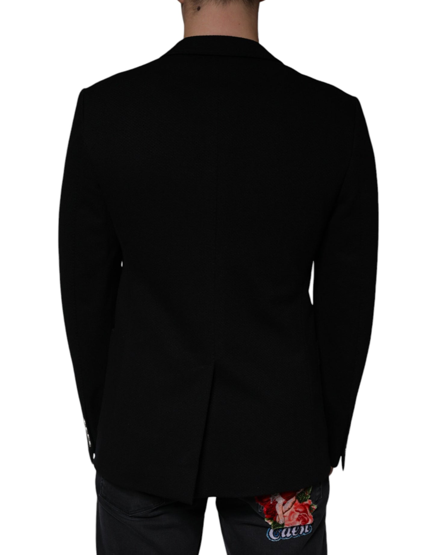 Dolce & Gabbana Black Crown Bee Single Breasted Coat Blazer