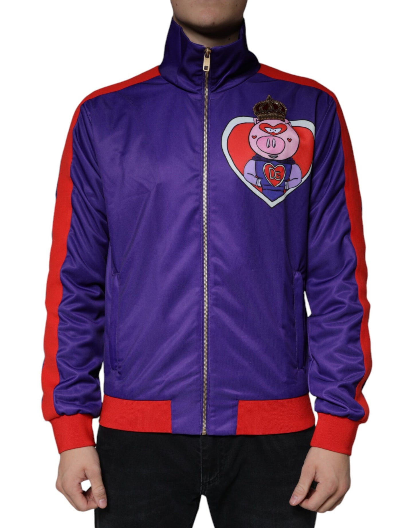 Dolce &amp; Gabbana Purple YEAR OF THE PIG Full Zip Bomber Jacket