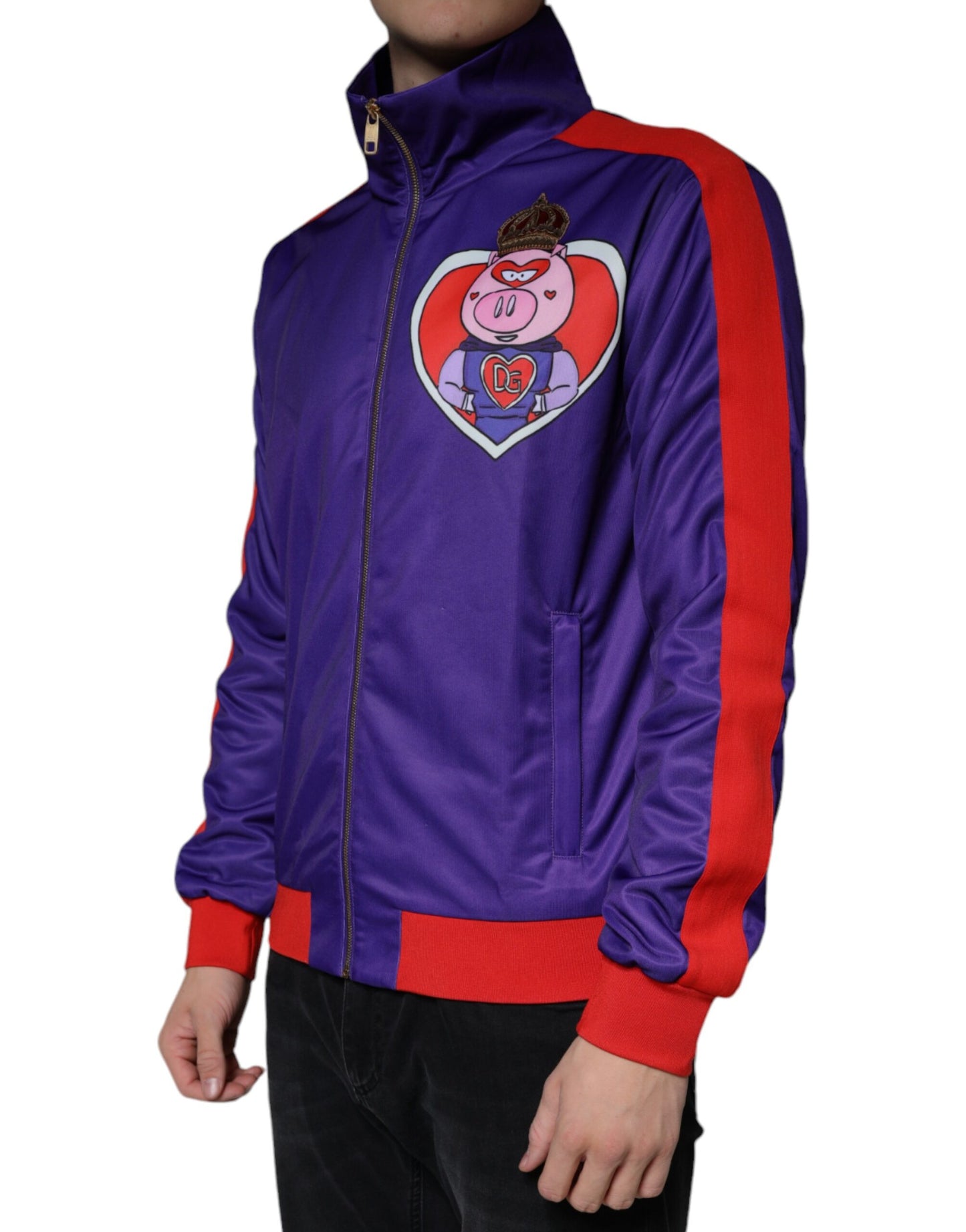 Dolce &amp; Gabbana Purple YEAR OF THE PIG Full Zip Bomber Jacket