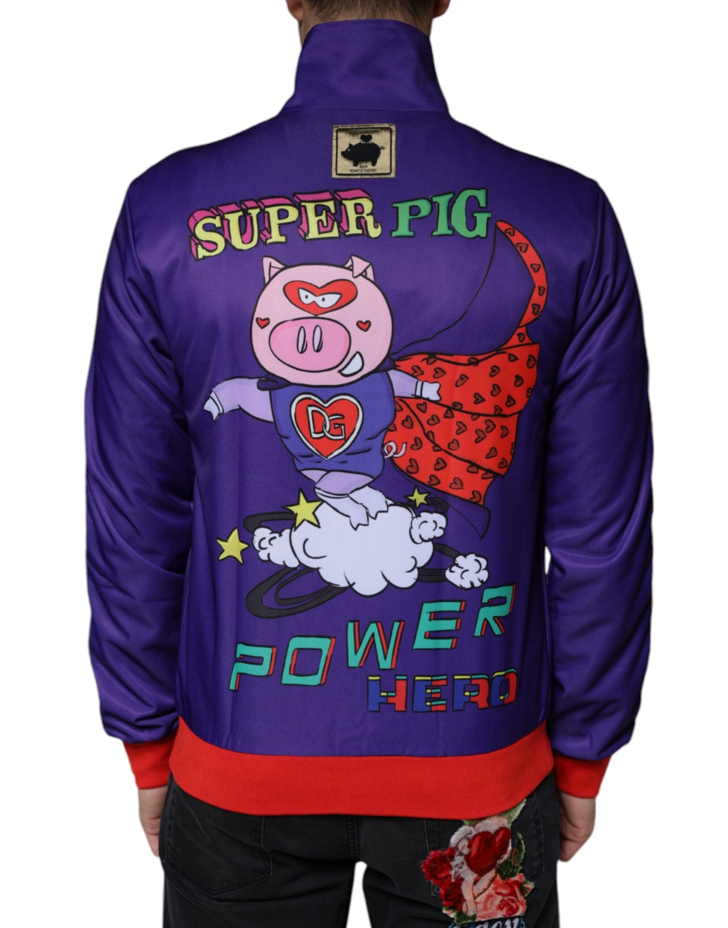 Dolce &amp; Gabbana Purple YEAR OF THE PIG Full Zip Bomber Jacket