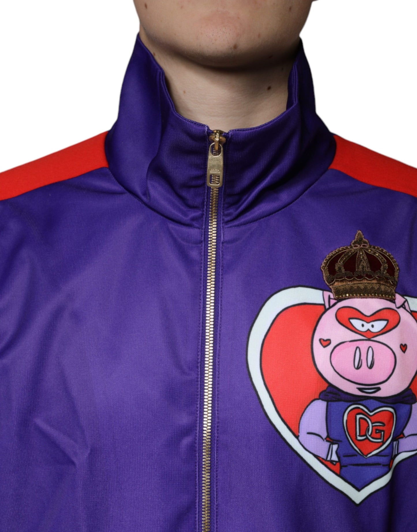 Dolce &amp; Gabbana Purple YEAR OF THE PIG Full Zip Bomber Jacket