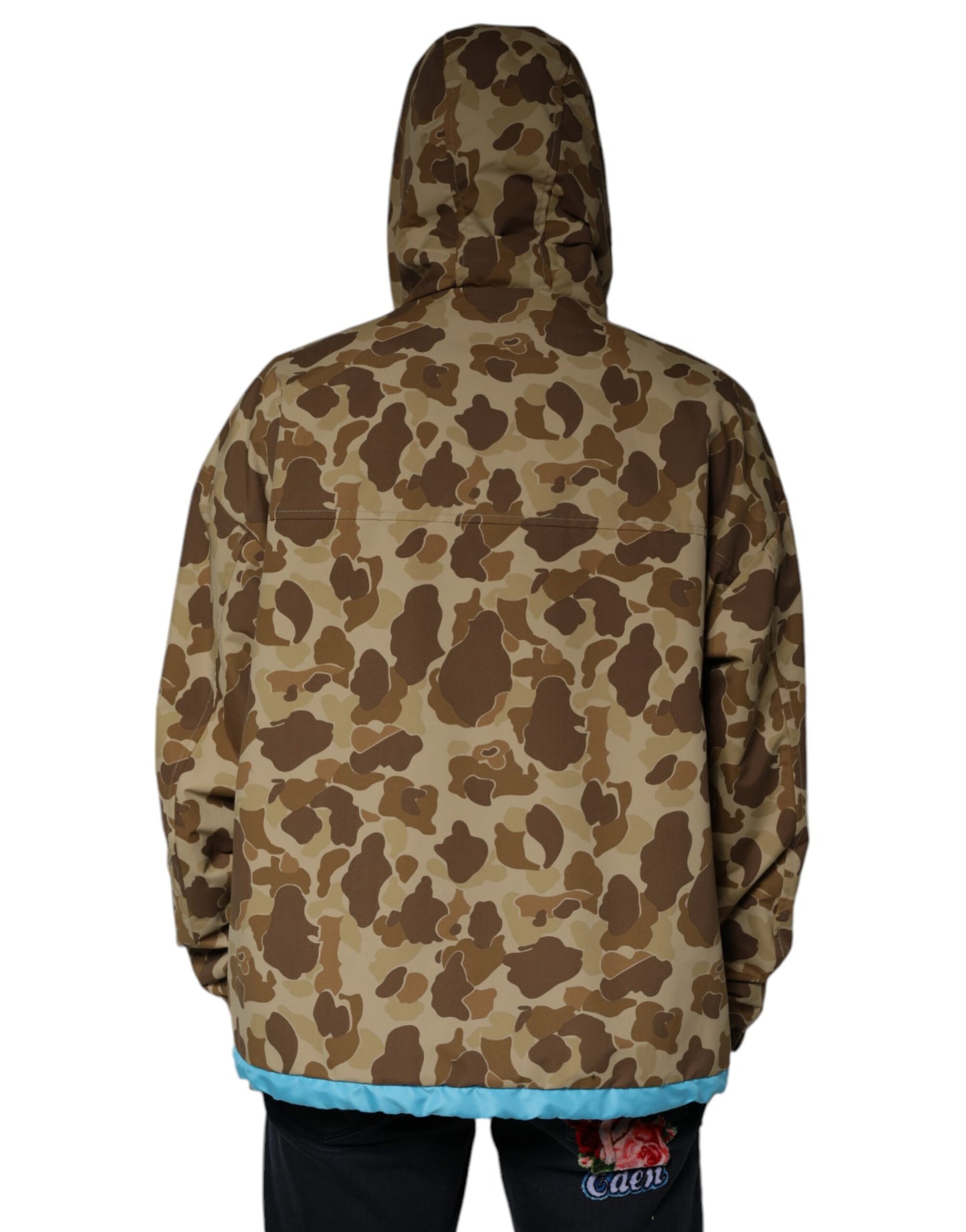 Dolce & Gabbana Braune Camouflage-Pulloverjacke mit Kapuze