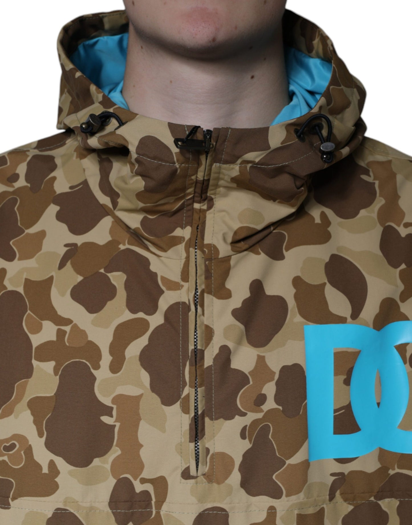 Dolce & Gabbana Braune Camouflage-Pulloverjacke mit Kapuze