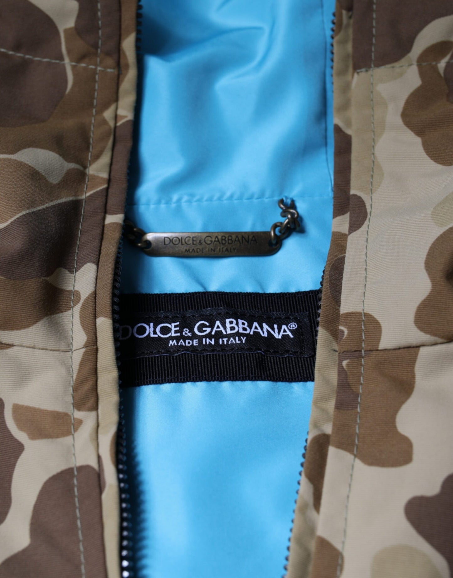 Dolce & Gabbana Braune Camouflage-Pulloverjacke mit Kapuze