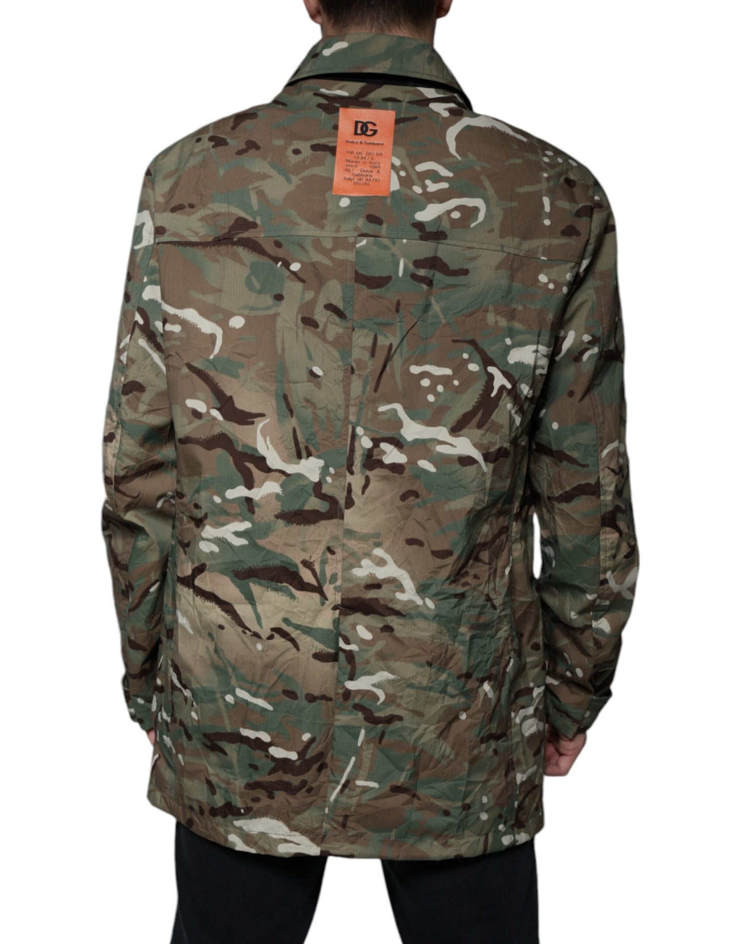 Dolce &amp; Gabbana Multicolor Camouflage Collared Coat Jacket