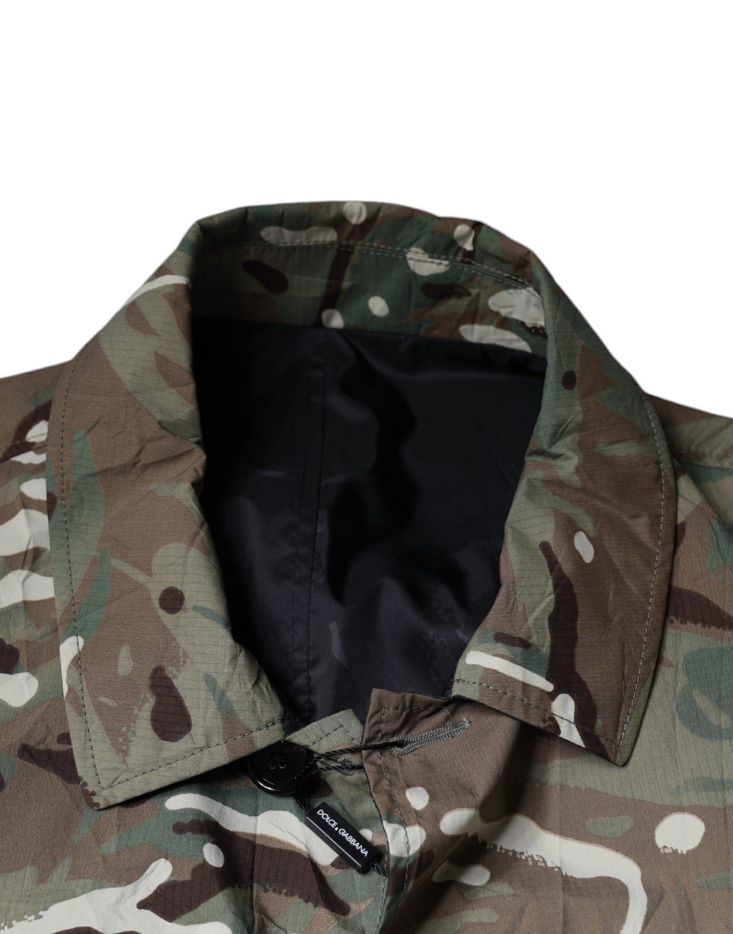 Dolce &amp; Gabbana Multicolor Camouflage Collared Coat Jacket