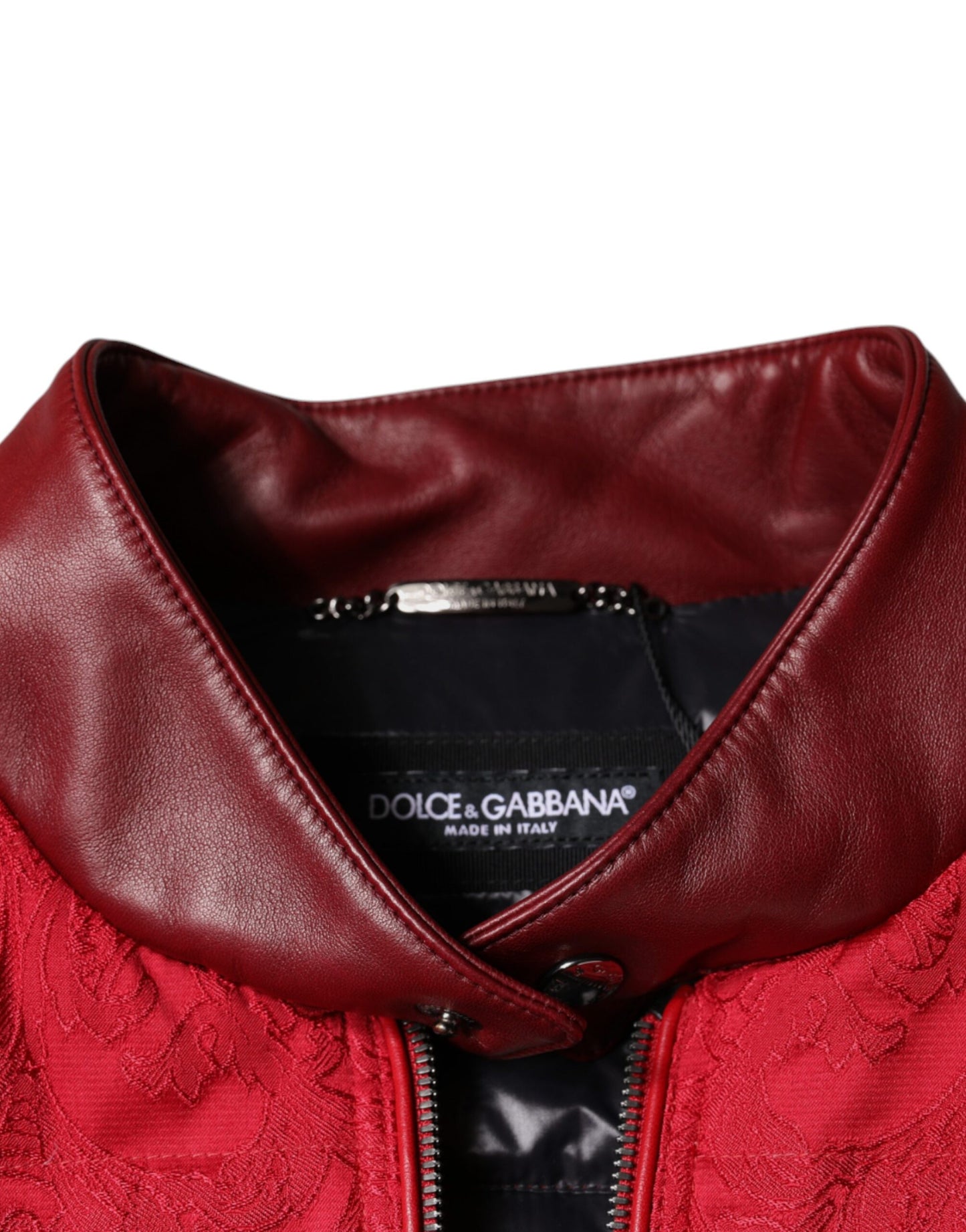 Dolce & Gabbana Rote gesteppte Bomberjacke mit Goldkronen-Logo