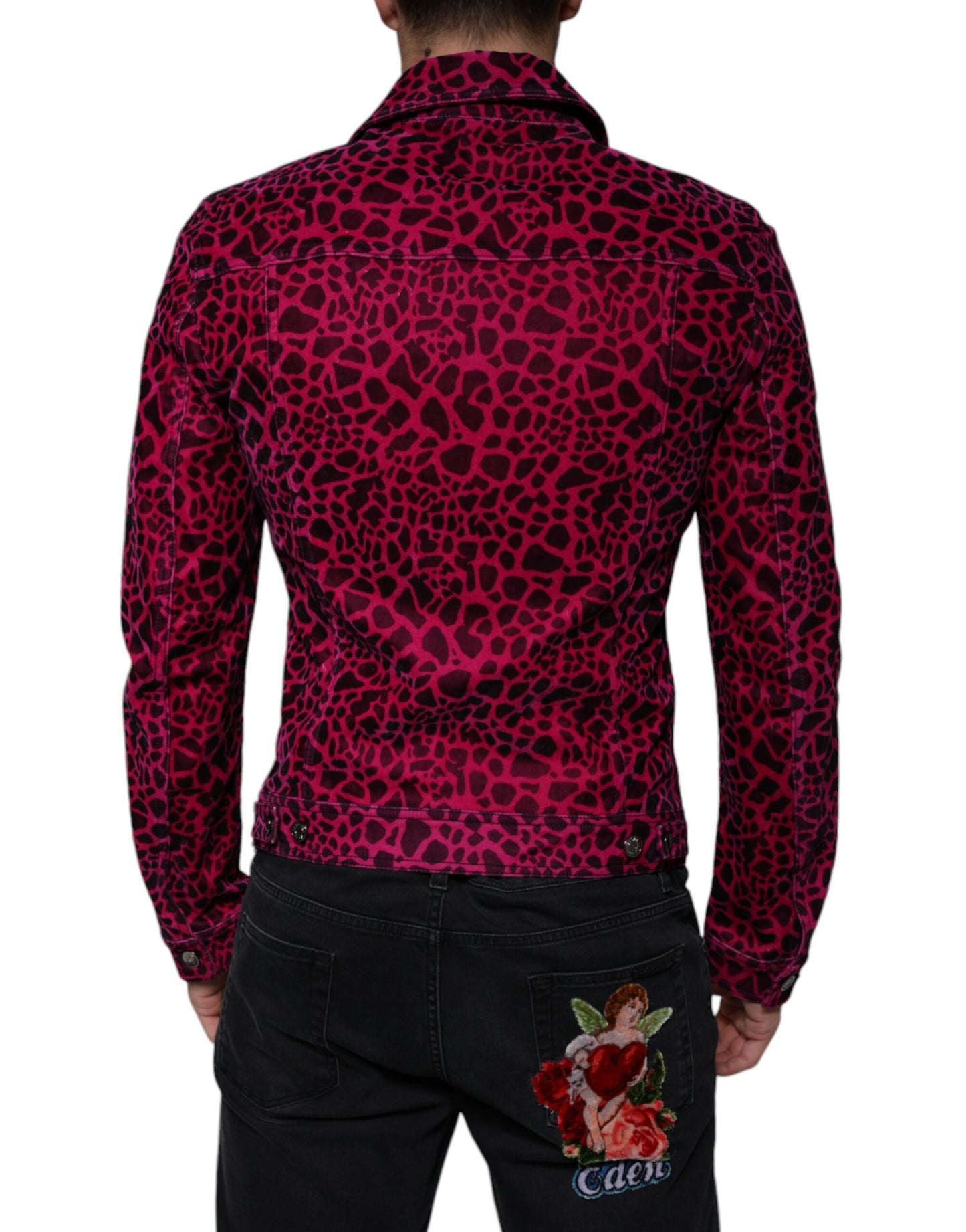 Dolce & Gabbana Fuchsia Leopard Button Down Jacke mit Kragen