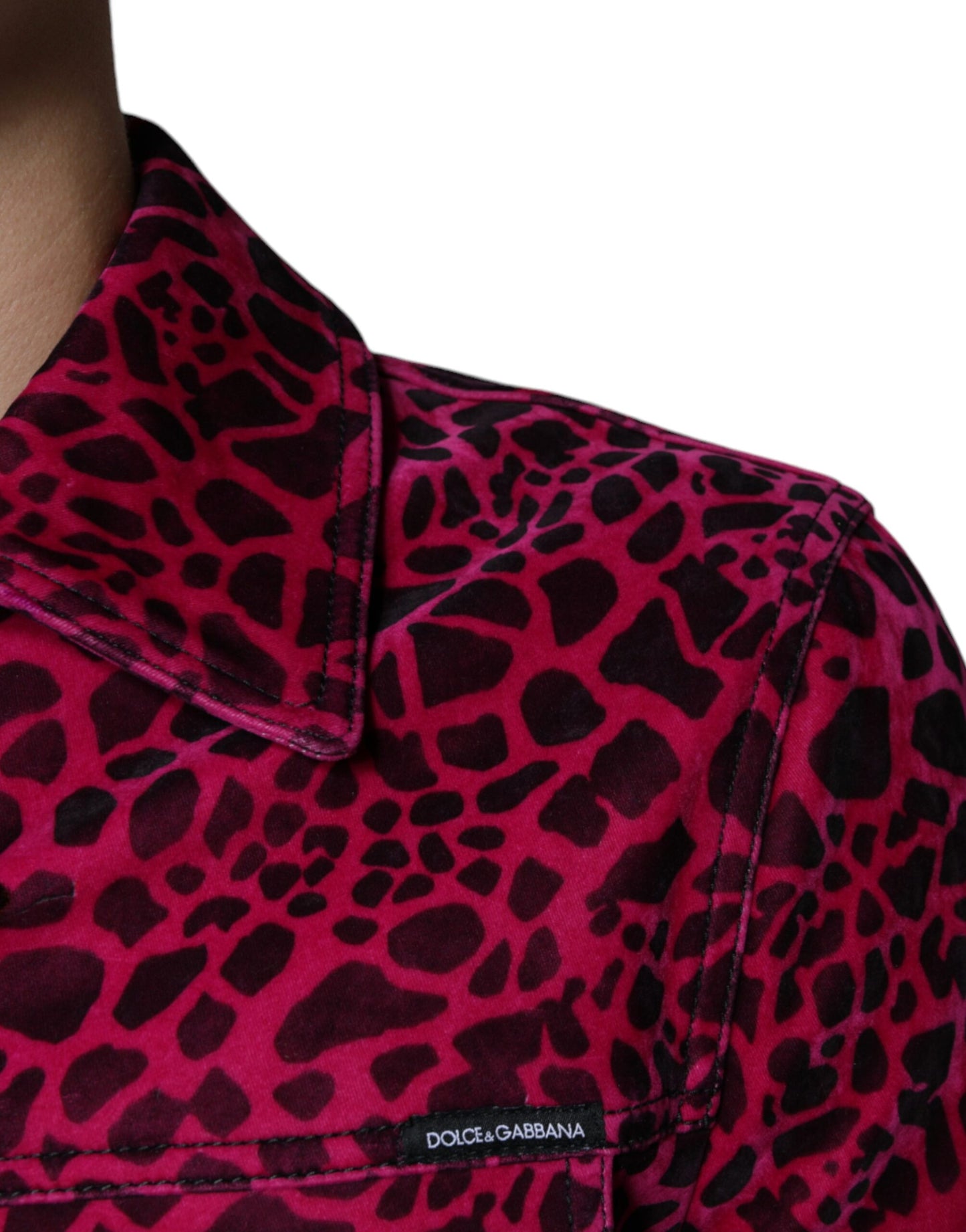 Dolce & Gabbana Fuchsia Leopard Button Down Jacke mit Kragen