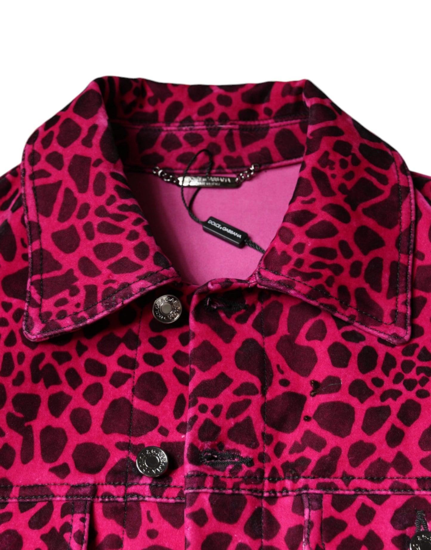 Dolce & Gabbana Fuchsia Leopard Button Down Jacke mit Kragen