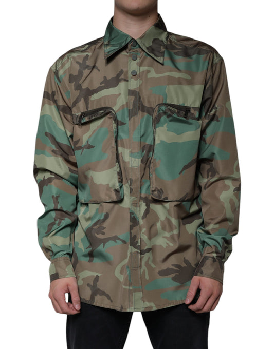 Dolce & Gabbana Multicolor Camouflage Button Down Hemd